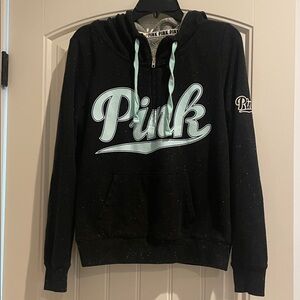PINK Victoria's Secret Black Hoodie with Mint Logo